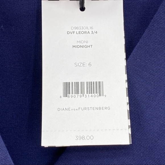 Diane Von Furstenburg Leora Stretch-Crepe Dress Navy Women’s Size 6 - Picture 13 of 16